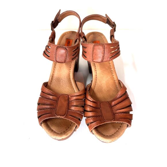 MIZ MOOZ‎ Hilary Sandals Size 8.5 Leather Wood Clog Retro Platform Chunky Boho - Picture 4 of 10